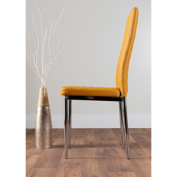Furniturebox Valera Set of 4 Mustard Yellow and Chrome Faux Leather Dining Chair - Wilko - thumbnail 4
