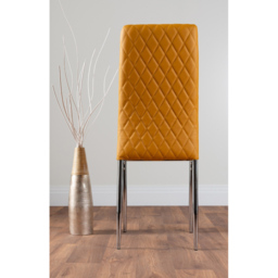 Furniturebox Valera Set of 4 Mustard Yellow and Chrome Faux Leather Dining Chair - Wilko - thumbnail 5