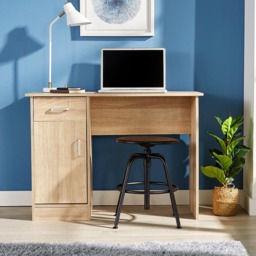 Home Source Tyler Computer Desk with Storage Cupboard Oak - Size: 72 x 100 x 45cm - Brown - Wilko - thumbnail 4