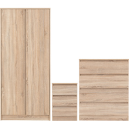 Seconique Malvern Sonoma Oak Effect 3 Piece Bedroom Furniture Set - Brown - Wilko - thumbnail 3