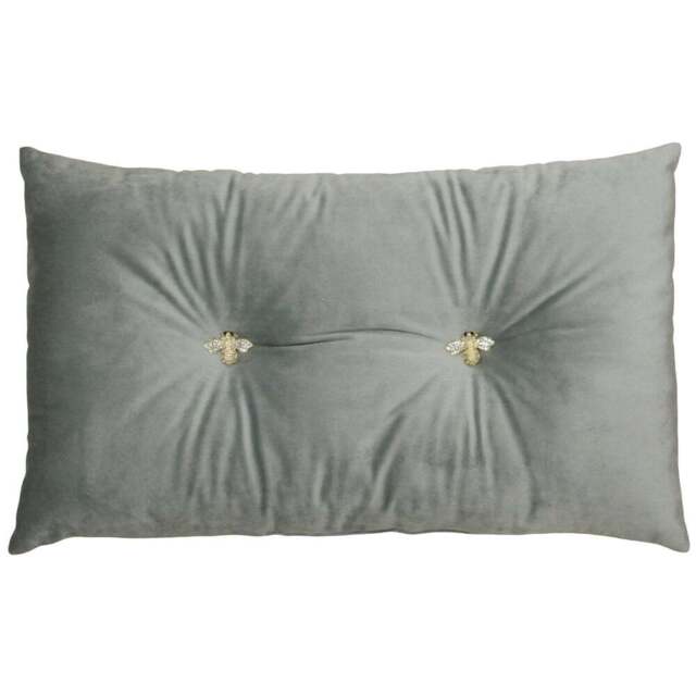 Paoletti Bumble Bee Silver Velvet Cushion - Size: 50 x 30cm - Wilko - image 1