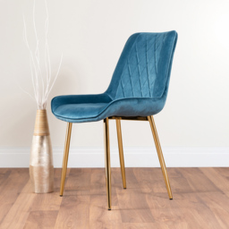 Furniturebox Elissa Cesano Marble Effect 2 Seater Round Dining Set White Blue and Gold - Wilko - thumbnail 4
