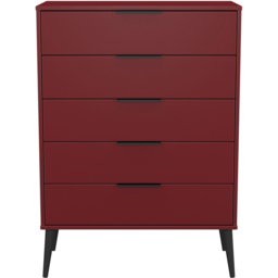 Crowndale Hong Kong 5 Drawer Red Matt Chest of Drawers Ready Assembled - Wilko - thumbnail 3