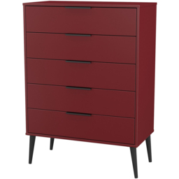 Crowndale Hong Kong 5 Drawer Red Matt Chest of Drawers Ready Assembled - Wilko - thumbnail 5