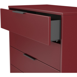Crowndale Hong Kong 5 Drawer Red Matt Chest of Drawers Ready Assembled - Wilko - thumbnail 7
