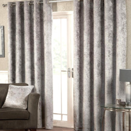 Alan Symonds Silver Crushed Velvet Ring Top Eyelet Curtains 168 x 229cm - Size: W 168 x D 229cm - Wilko - thumbnail 3