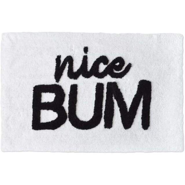 Mooky Mats Nice Bum Slogan Bath Mat 50 x 80cm - White - Wilko - image 1