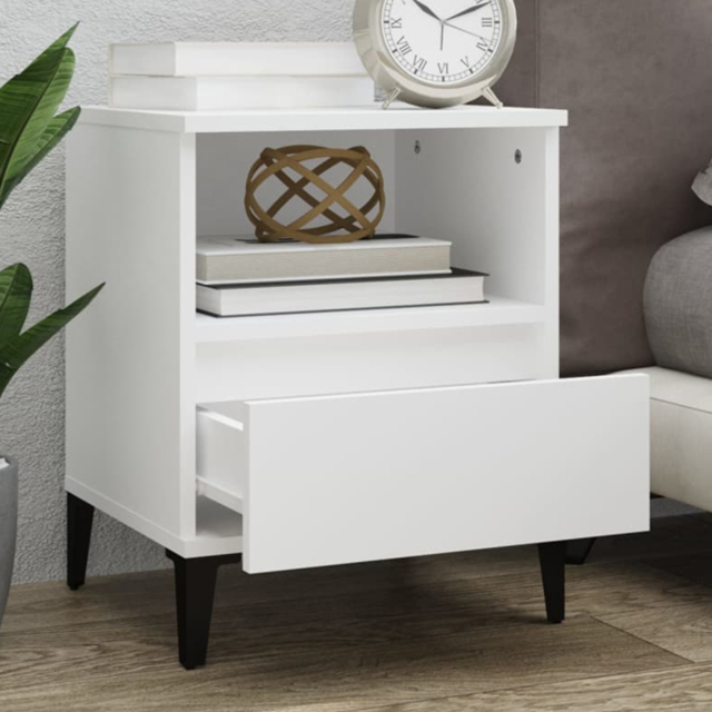 vidaXL Set of 2 Single Drawer Single Shelf White Bedside Cabinet - Wilko - image 1
