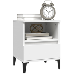 vidaXL Set of 2 Single Drawer Single Shelf White Bedside Cabinet - Wilko - thumbnail 5