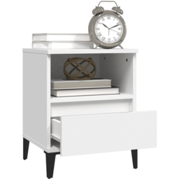 vidaXL Set of 2 Single Drawer Single Shelf White Bedside Cabinet - Wilko - thumbnail 6