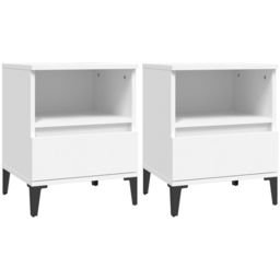 vidaXL Set of 2 Single Drawer Single Shelf White Bedside Cabinet - Wilko - thumbnail 3