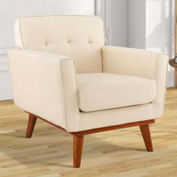 Costway Beige Padded Accent Armchair - Size: Single - Cream - Wilko