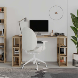 Decortie Colmar Dark Oak Effect Desk with Bookshelf Legs - Brown - Wilko - thumbnail 5