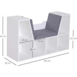 Portland 6 Shelf White Bookcase with Cushioned Reading Seat - Wilko - thumbnail 7