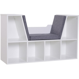 Portland 6 Shelf White Bookcase with Cushioned Reading Seat - Wilko - thumbnail 3