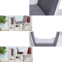 Portland 6 Shelf White Bookcase with Cushioned Reading Seat - Wilko - thumbnail 4