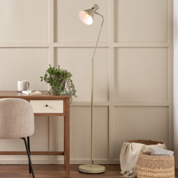 Pacific Lifestyle Benedict Sage and Brushed Silver Metal Floor Lamp - Green - Wilko - thumbnail 3