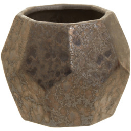 Premier Housewares Salvo Ceramic Planter Small - Size: 17 x 17 x 14cm - Brown - Wilko - thumbnail 4