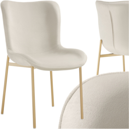tectake Tessa Beige and Gold Velvet Padded Dining Chair - Size: 90 x 54 x 62cm - Cream - Wilko - thumbnail 3