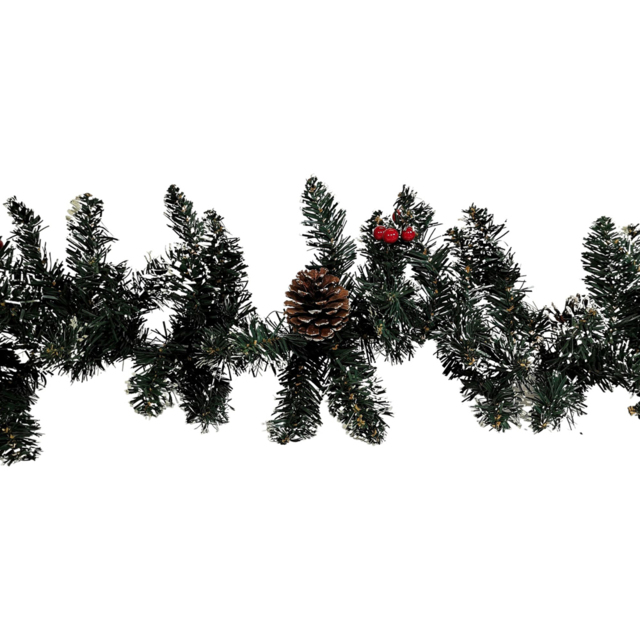 Samuel Alexander Green Christmas Garland with Pine Cones and Red Berries 270cm - Size: 9ft - Wilko - image 1