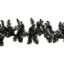 Samuel Alexander Green Christmas Garland with Pine Cones and Red Berries 270cm - Size: 9ft - Wilko