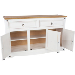 Corona 3 Door 2 Drawer White Washed Wax Finish Medium Sideboard - Size: 43 x 132 x 80cm - Wilko - thumbnail 6