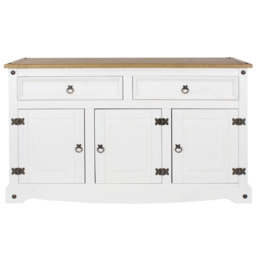 Corona 3 Door 2 Drawer White Washed Wax Finish Medium Sideboard - Size: 43 x 132 x 80cm - Wilko - thumbnail 3