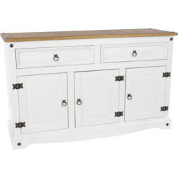 Corona 3 Door 2 Drawer White Washed Wax Finish Medium Sideboard - Size: 43 x 132 x 80cm - Wilko - thumbnail 5