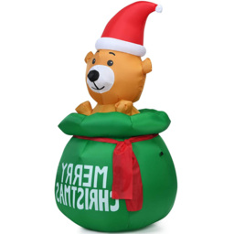 Costway Cute Bear with Santa Hat LED Inflatable Outdoor Christmas Decoration 4.9ft - Size: 36.6 x 34.7 x 18.5cm - n/a - Wilko - thumbnail 3