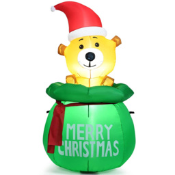 Costway Cute Bear with Santa Hat LED Inflatable Outdoor Christmas Decoration 4.9ft - Size: 36.6 x 34.7 x 18.5cm - n/a - Wilko - thumbnail 4