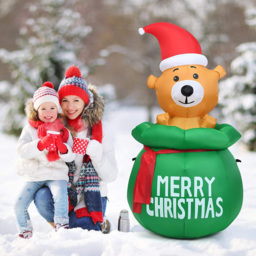 Costway Cute Bear with Santa Hat LED Inflatable Outdoor Christmas Decoration 4.9ft - Size: 36.6 x 34.7 x 18.5cm - n/a - Wilko - thumbnail 6