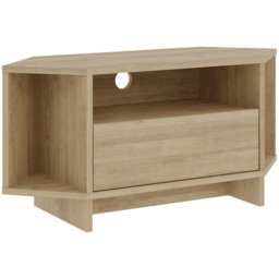 Decortie Viva 3 Shelf Single Cabinet Oak Finish Modern Corner TV Stand - Size: 45.3 x 95.7 x 35.4cm - Cream - Wilko - thumbnail 3
