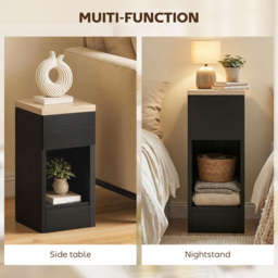 Portland Black Narrow Bedside Table Set of 2 - Size: Single Drawer - Wilko - thumbnail 6