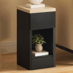 Portland Black Narrow Bedside Table Set of 2 - Size: Single Drawer - Wilko - thumbnail 1