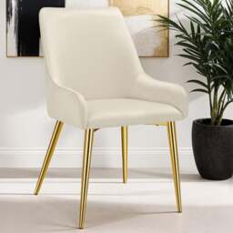 tectake Avane Set of 4 Beige Velvet High Backrest Dining Chair - Cream - Wilko