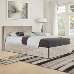 Brooklyn King Size Cream Crushed Velvet Ottoman Storage Bed - Wilko