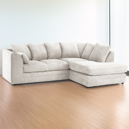 Luxor 3 Seater Silver Jumbo Cord Right Hand Facing Corner Sofa - Wilko - thumbnail 1