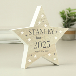 Personalised Memento Born In Wooden Star Ornament - Size: 1.9 x 1.9 x 0.3cm - Brown - Wilko - thumbnail 4