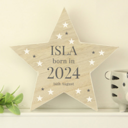 Personalised Memento Born In Wooden Star Ornament - Size: 1.9 x 1.9 x 0.3cm - Brown - Wilko - thumbnail 3