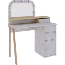 Decortie Avien 3 Drawer Single Door Sapphire Oak Makeup Vanity Table with LED Mirror - Size: 131 x 105 x 51.5cm - Multi - Wilko - thumbnail 3