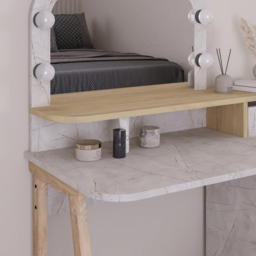 Decortie Avien 3 Drawer Single Door Sapphire Oak Makeup Vanity Table with LED Mirror - Size: 131 x 105 x 51.5cm - Multi - Wilko - thumbnail 4