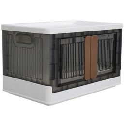H&O Direct 2 Door Collapsible Plastic Storage Box - Size: 30 x 44.9 x 31cm - Grey - Wilko