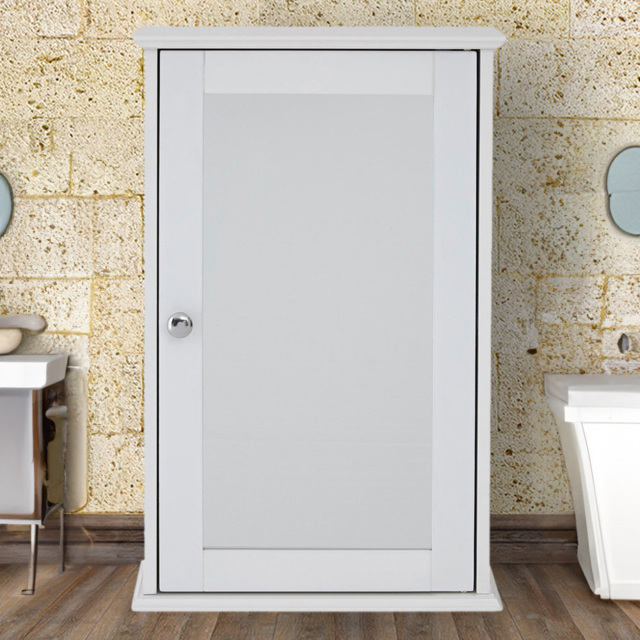 Premier Housewares Portland Single Door Mirror Bathroom Cabinet - Size: 34 x 15 x 53cm - White - Wilko - image 1