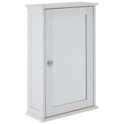 Premier Housewares Portland Single Door Mirror Bathroom Cabinet - Size: 34 x 15 x 53cm - White - Wilko - thumbnail 3