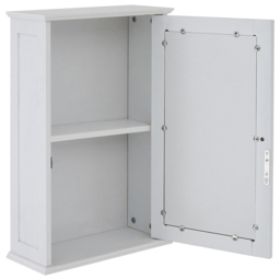 Premier Housewares Portland Single Door Mirror Bathroom Cabinet - Size: 34 x 15 x 53cm - White - Wilko - thumbnail 6