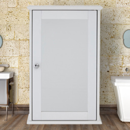 Premier Housewares Portland Single Door Mirror Bathroom Cabinet - Size: 34 x 15 x 53cm - White - Wilko - thumbnail 1