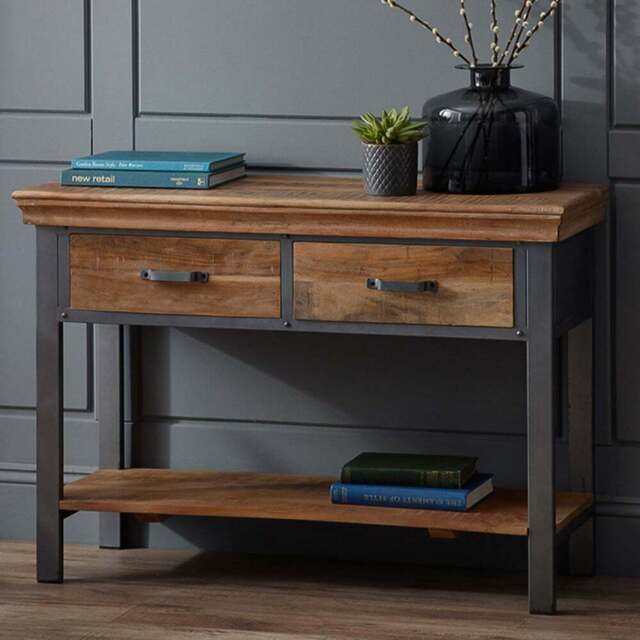 Brooklyn Malalia 2 Drawer Single Shelf Brown Console Table - Size: 77 x 115 x 40cm - Wilko - image 1