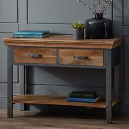 Brooklyn Malalia 2 Drawer Single Shelf Brown Console Table - Size: 77 x 115 x 40cm - Wilko