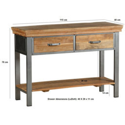 Brooklyn Malalia 2 Drawer Single Shelf Brown Console Table - Size: 77 x 115 x 40cm - Wilko - thumbnail 7
