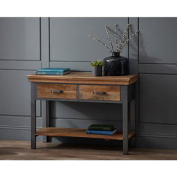 Brooklyn Malalia 2 Drawer Single Shelf Brown Console Table - Size: 77 x 115 x 40cm - Wilko - thumbnail 6